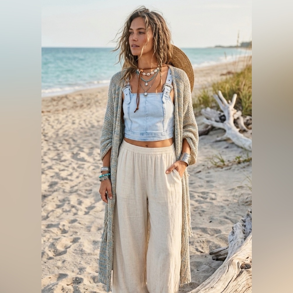 Two 2 fly Light Wash Denim Crop Overall Top with Silver Buckles buttercup s/m